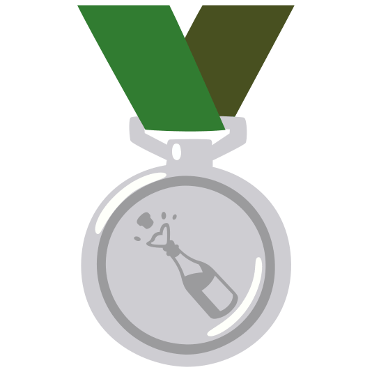 second place medal champagne