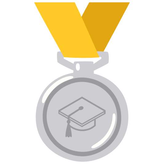 second place medal mortar board