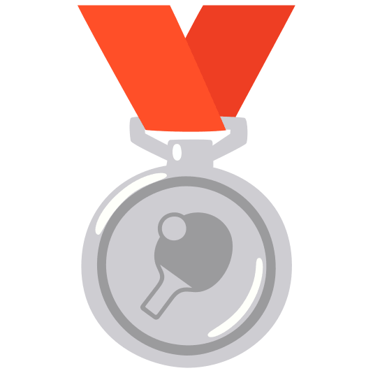 second place medal table tennis paddle and ball