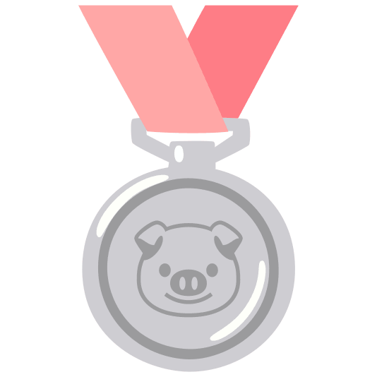 second place medal pig
