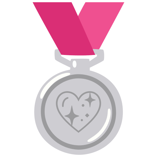second place medal sparkling heart
