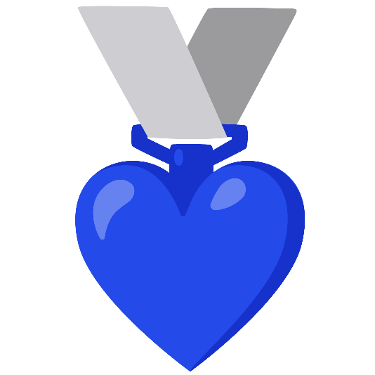second place medal blue heart