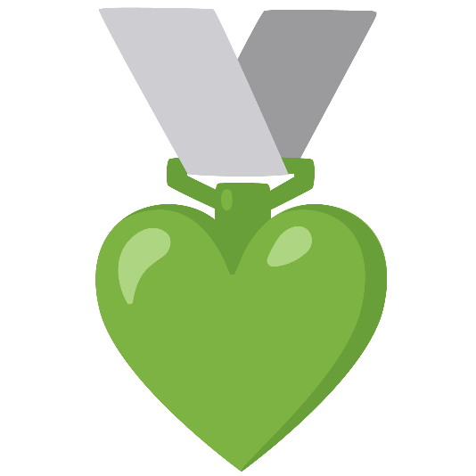 second place medal green heart