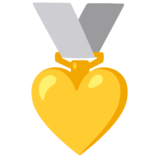 second place medal yellow heart