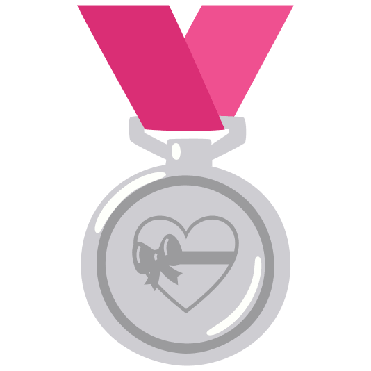 second place medal gift heart