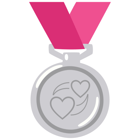 second place medal revolving hearts
