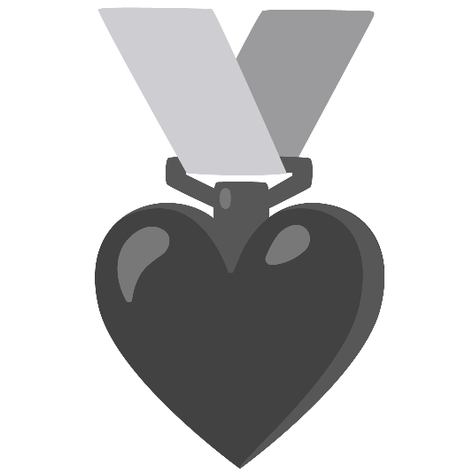 second place medal black heart
