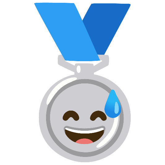 second place medal sweat smile