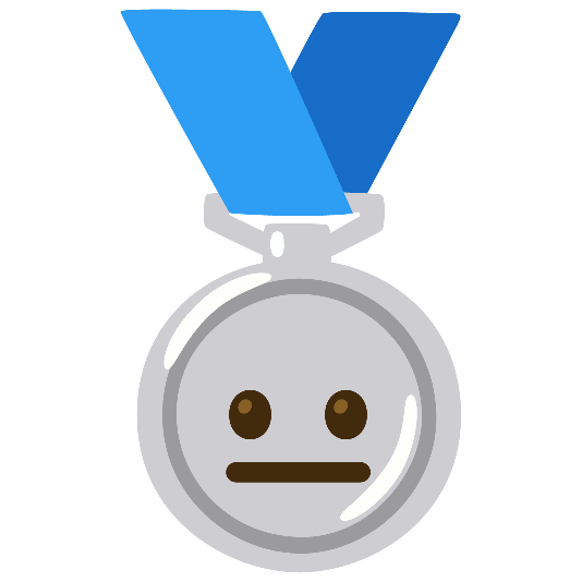 second place medal neutral face