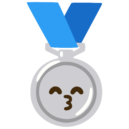 second place medal kissing smiling eyes