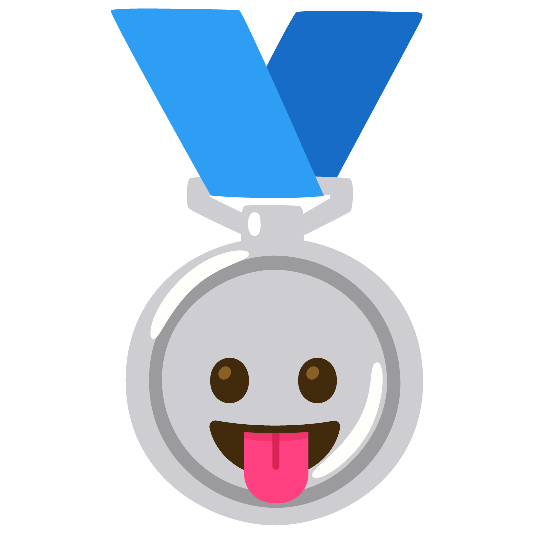 second place medal stuck out tongue