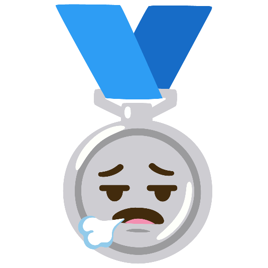 second place medal face exhaling