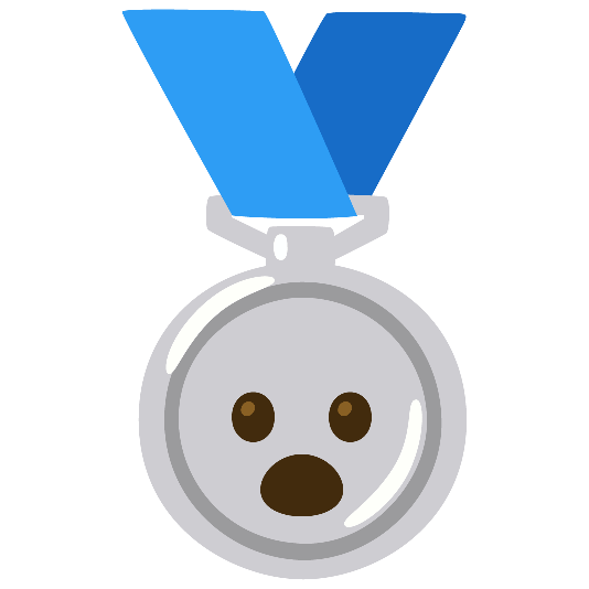 second place medal open mouth