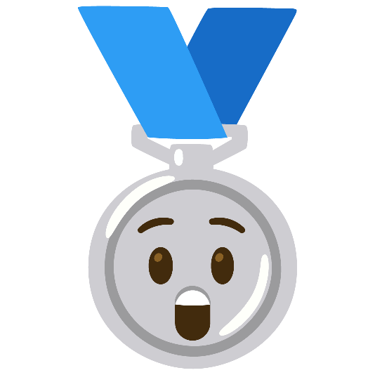 second place medal astonished