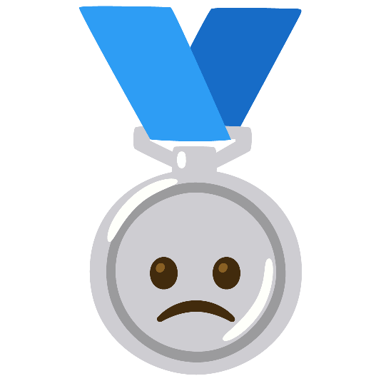 second place medal slightly frowning face