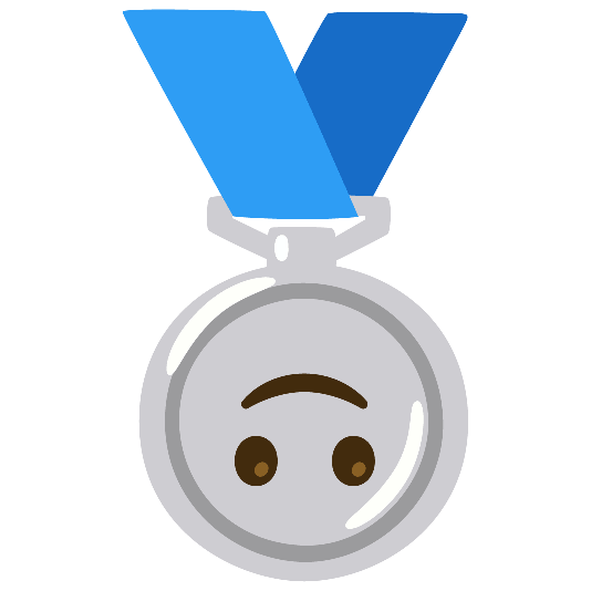 second place medal upside down face