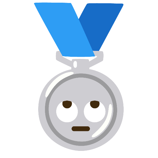 second place medal face with rolling eyes