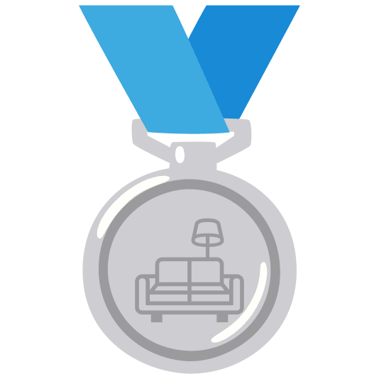 second place medal couch and lamp