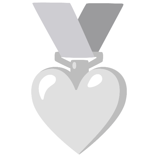 second place medal white heart