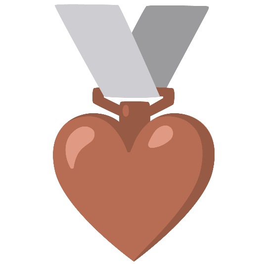 second place medal brown heart