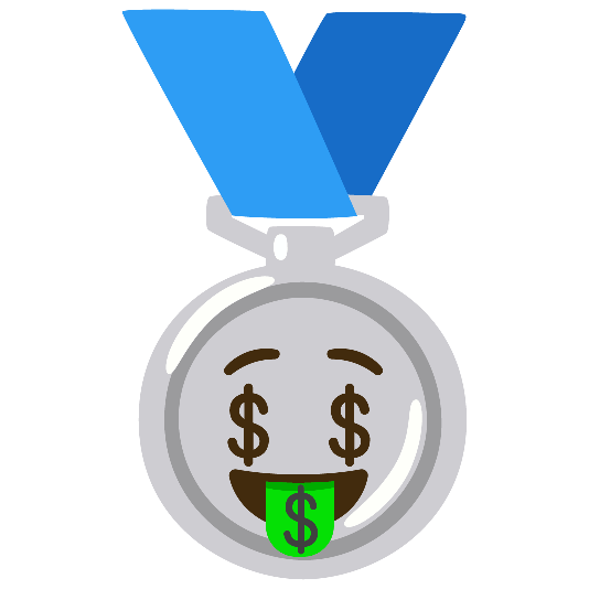 second place medal money mouth face