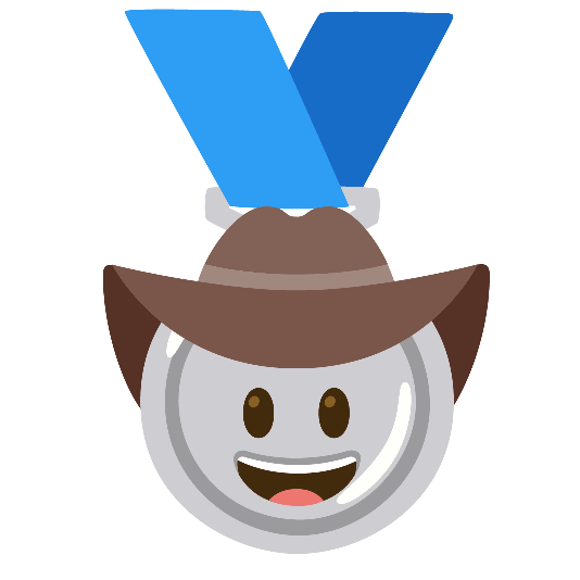 second place medal face with cowboy hat