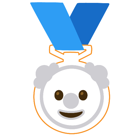 second place medal clown face