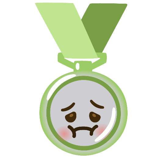 second place medal nauseated face