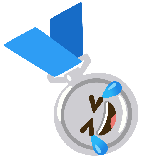 second place medal rolling on the floor laughing