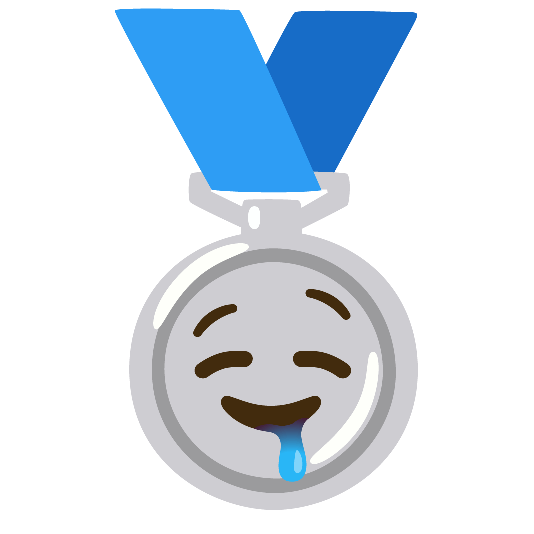 second place medal drooling face