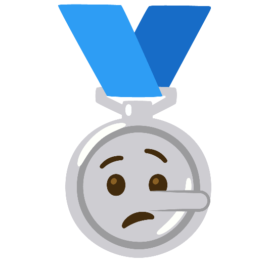 second place medal lying face