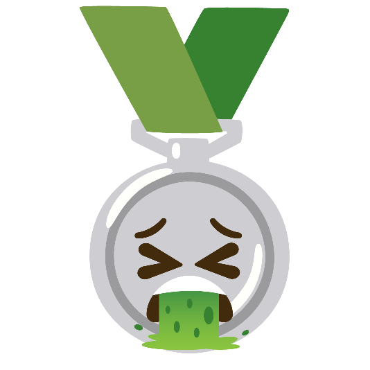 second place medal face vomiting