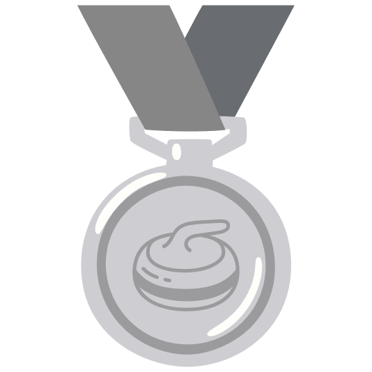 second place medal curling stone