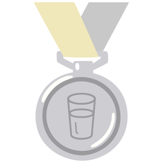second place medal glass of milk