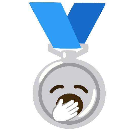 second place medal yawning face