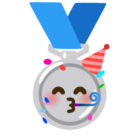 second place medal partying face