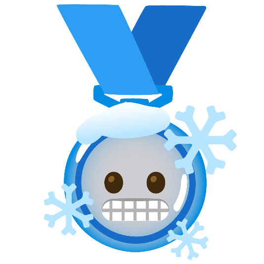 second place medal cold face