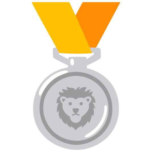 second place medal lion face