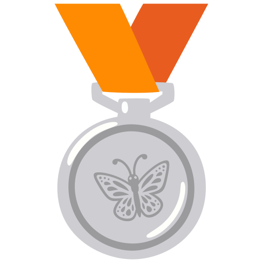 second place medal butterfly