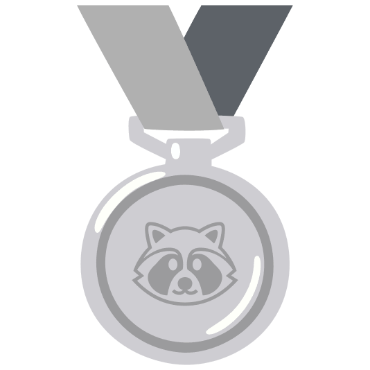 second place medal raccoon