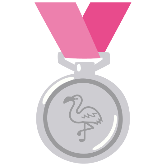 second place medal flamingo
