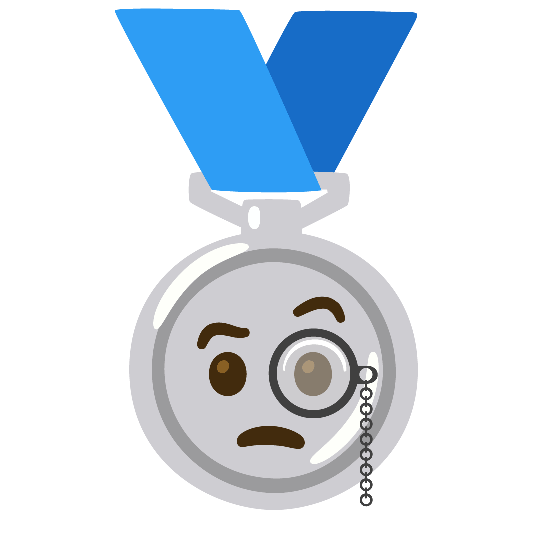 second place medal face with monocle