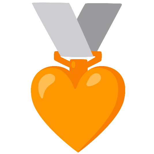 second place medal orange heart