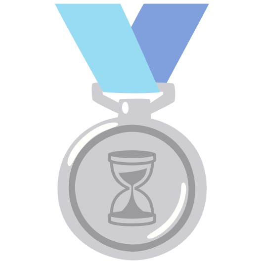 second place medal hourglass flowing sand