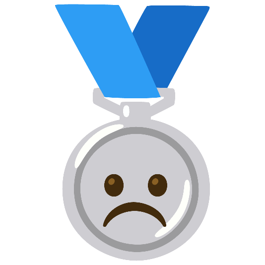 second place medal white frowning face