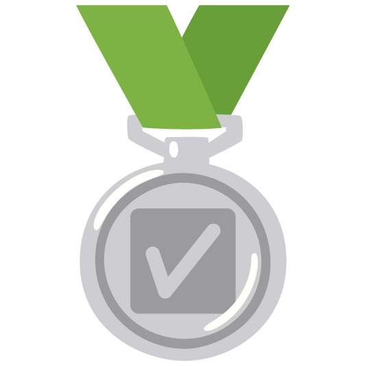 second place medal white check mark