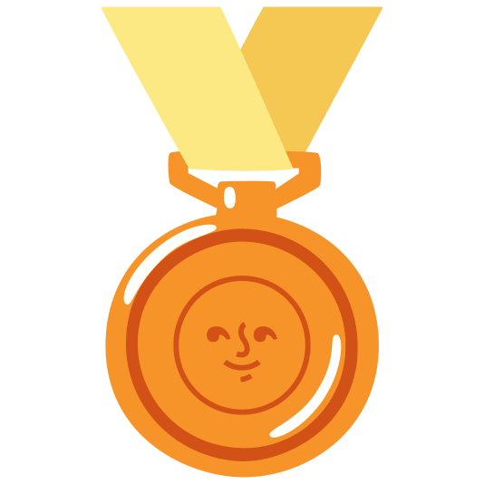 third place medal full moon with face