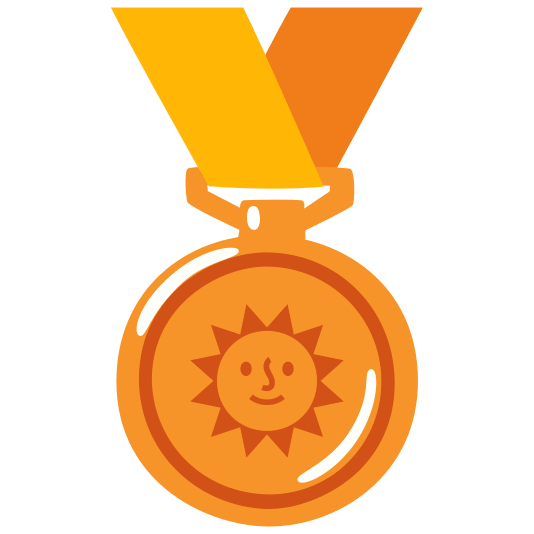 third place medal sun with face