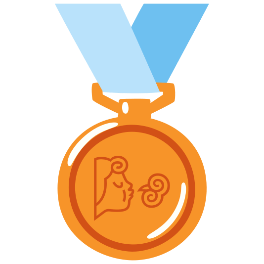 third place medal wind blowing face