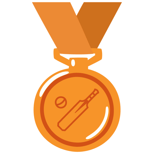 third place medal cricket bat and ball